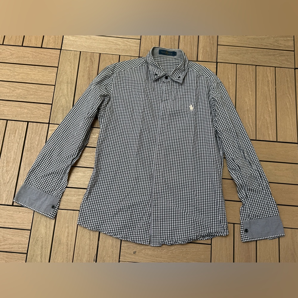 Polo Villae black and white plaid button down shirt
